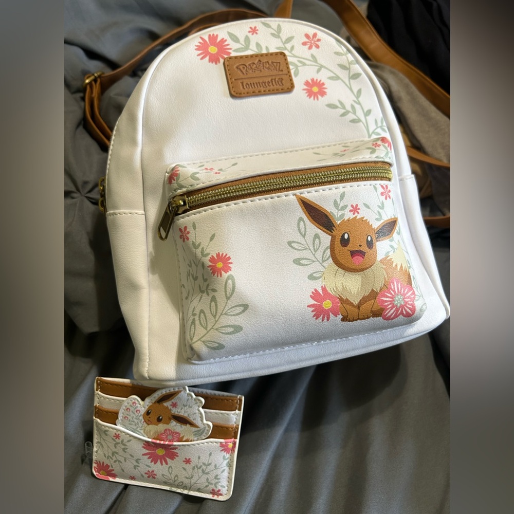 Loungefly‎ Pokemon Eevee Spring flowers mini backpack with credit card holder
